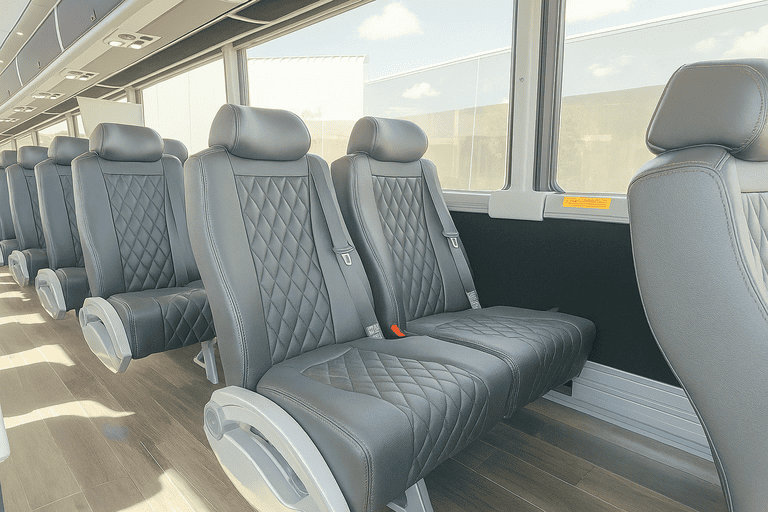 interior of North Port Coach Bus Service charter bus