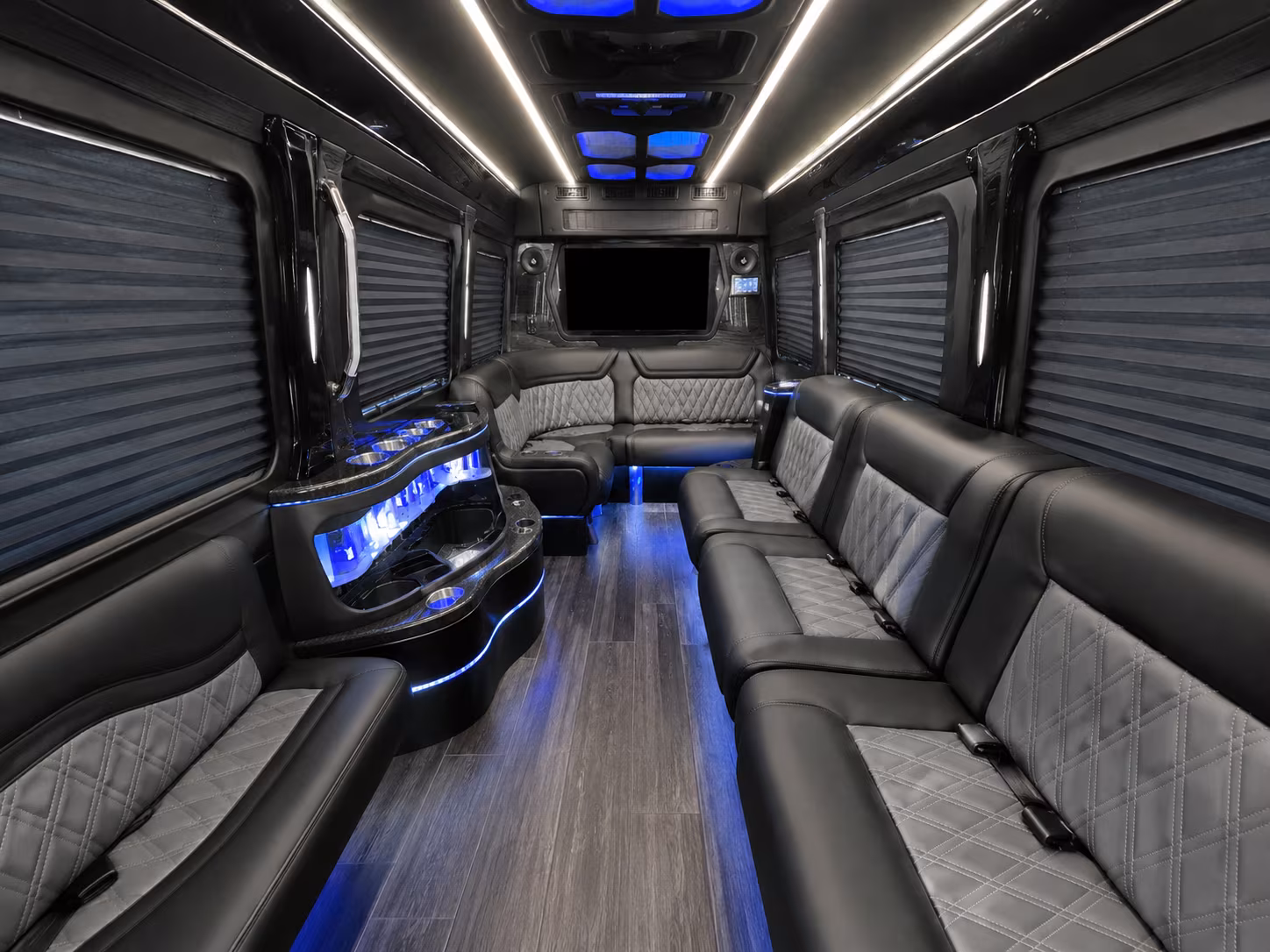 north port 18 passenger party bus inside