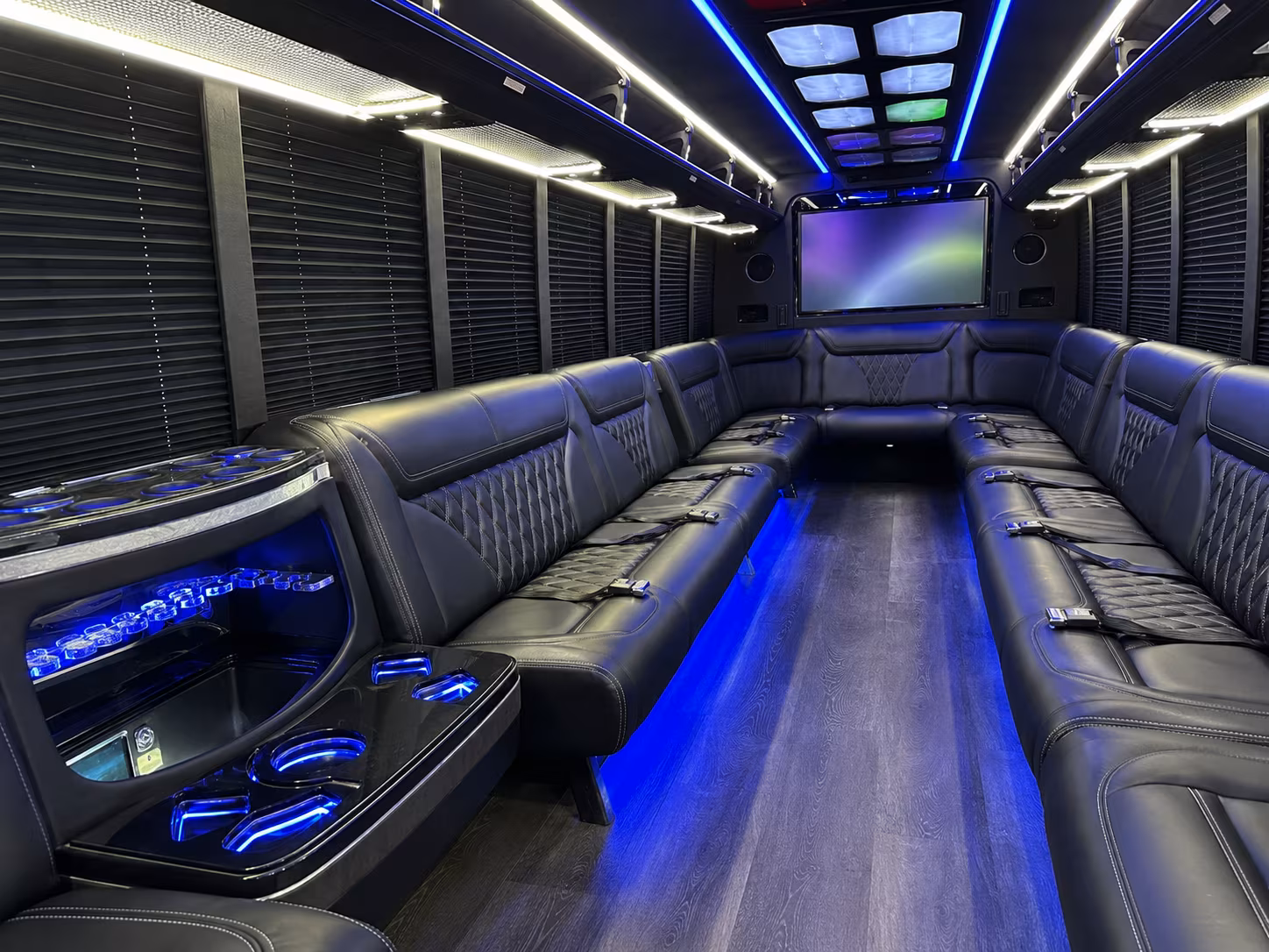 north port 20 passenger party bus inside