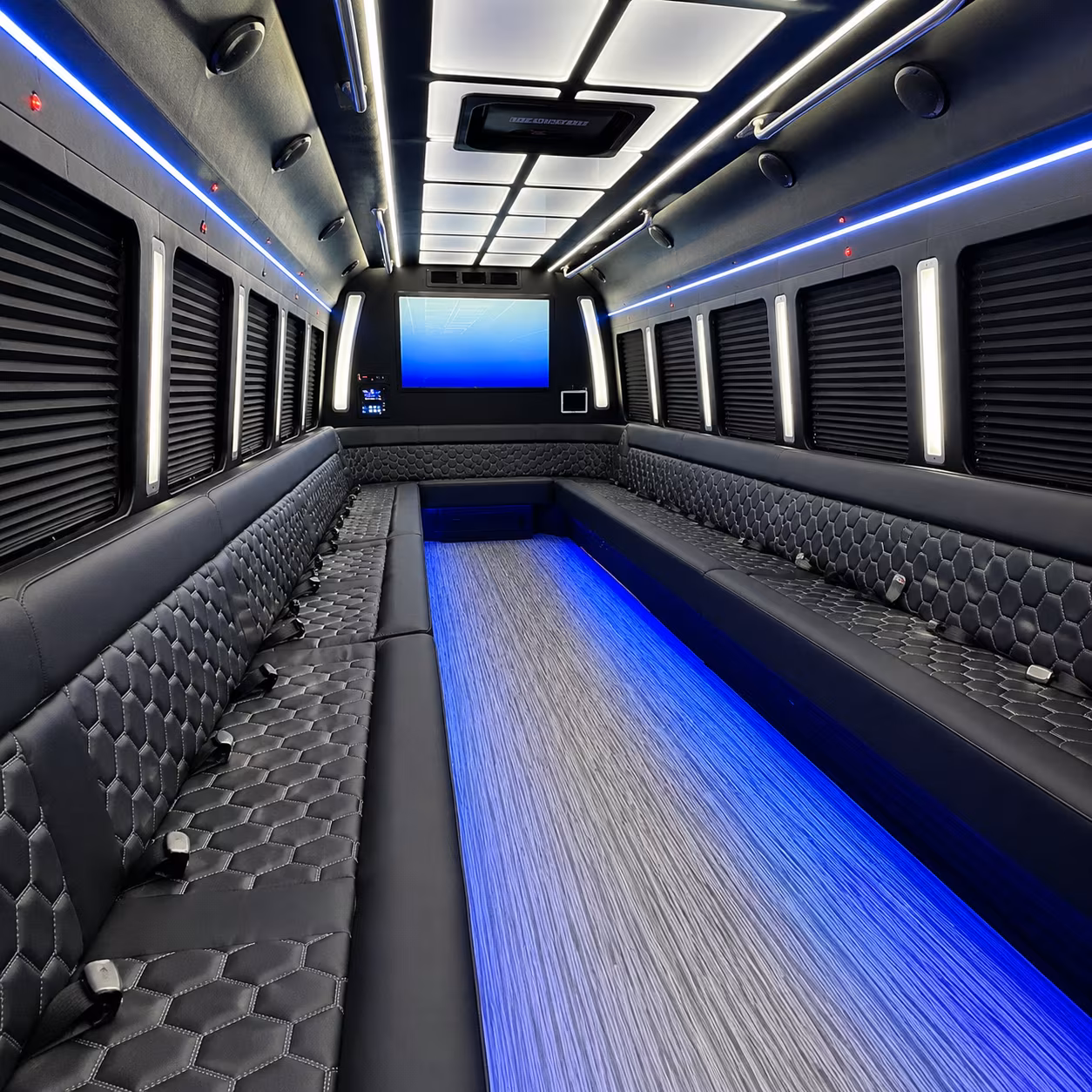north port 50 passenger party bus inside